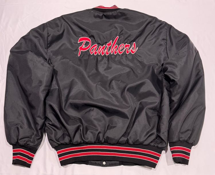 Black Varsity Jacket With Panthers Embroidery